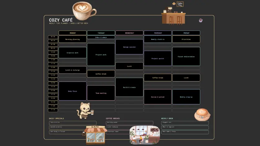 Cozy Cafe Timetable Planner
