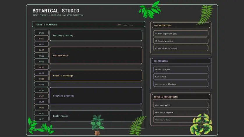 Botanical Daily Time Planner