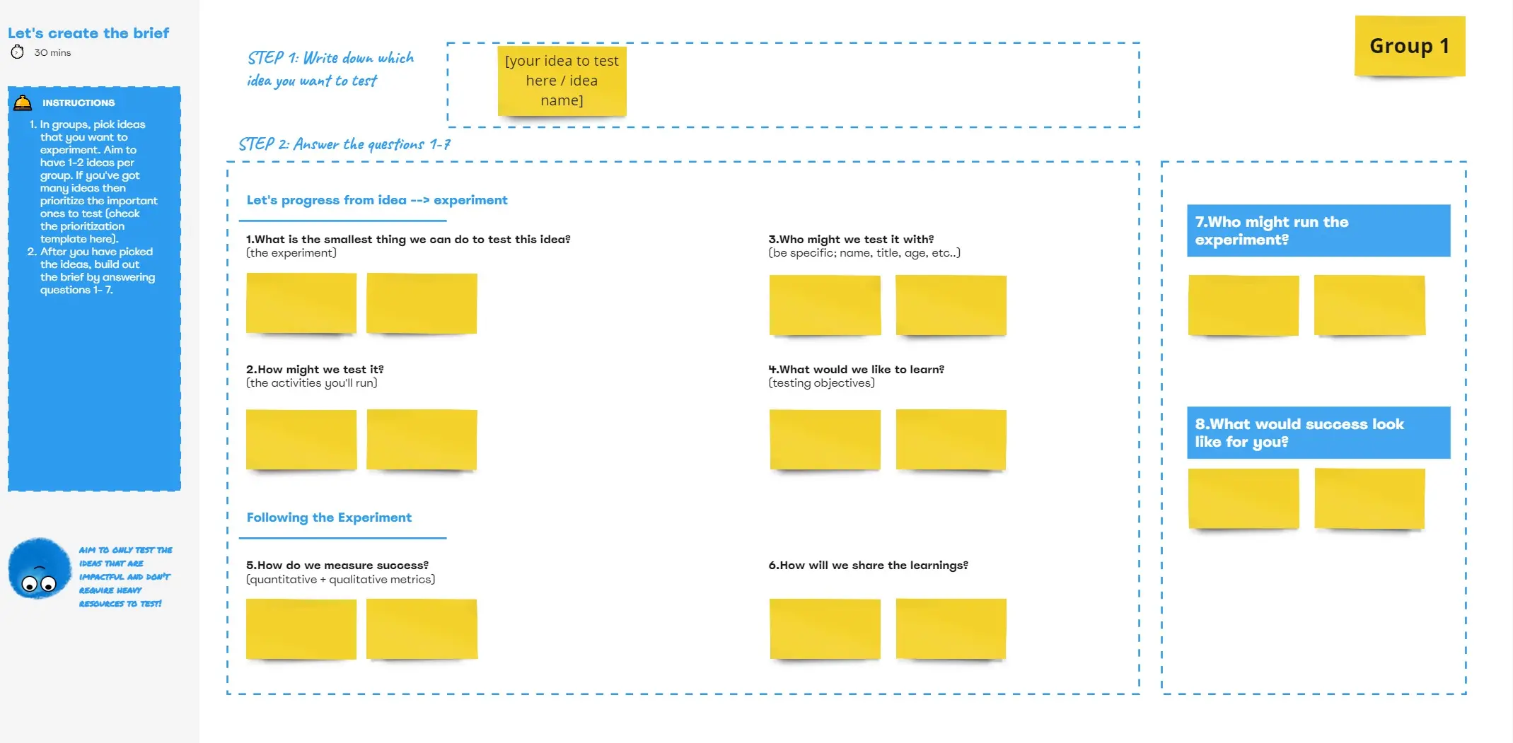 Template cover of Experiment Brief