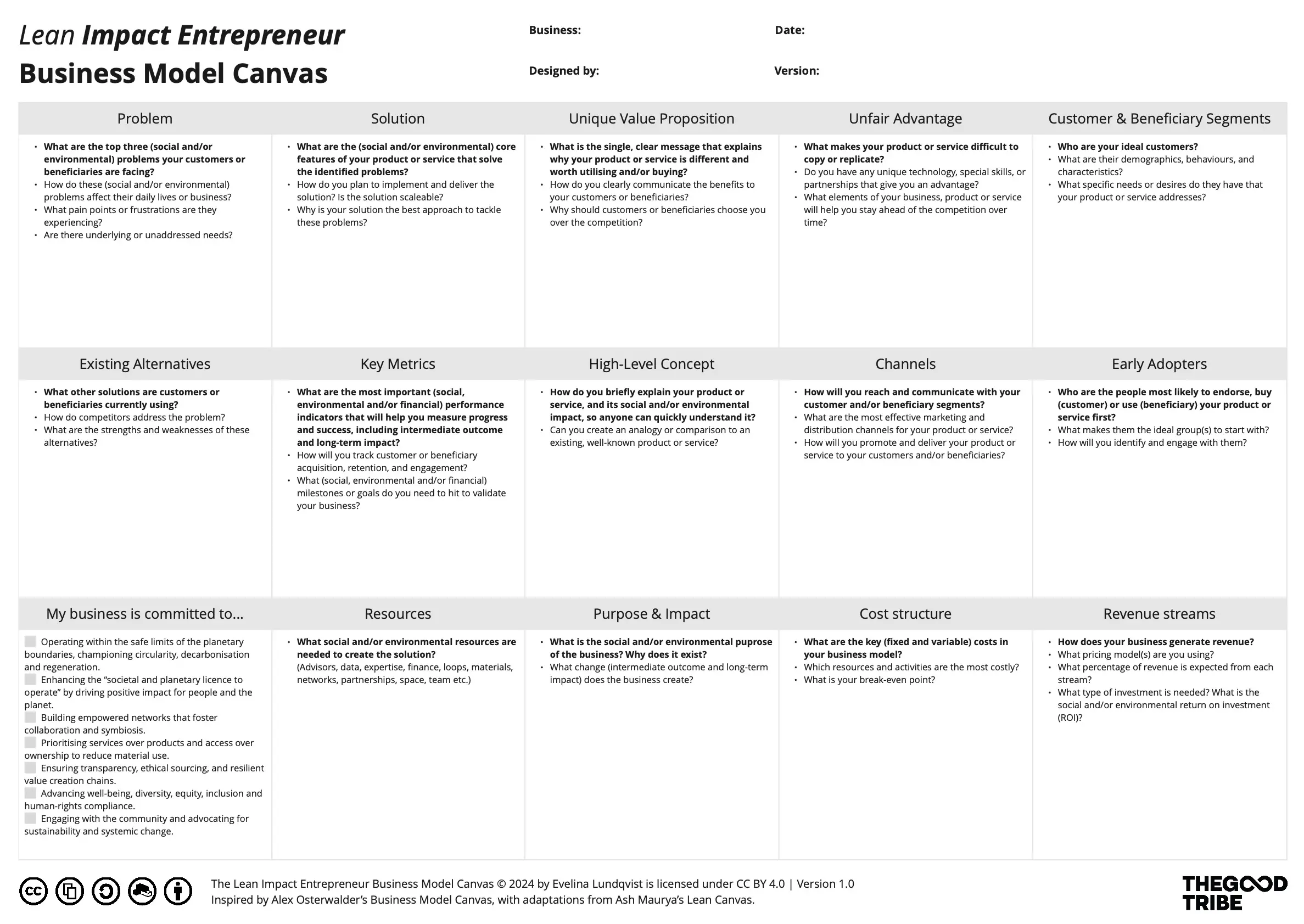 Template cover of Lean Impact Entrepreneur BMC