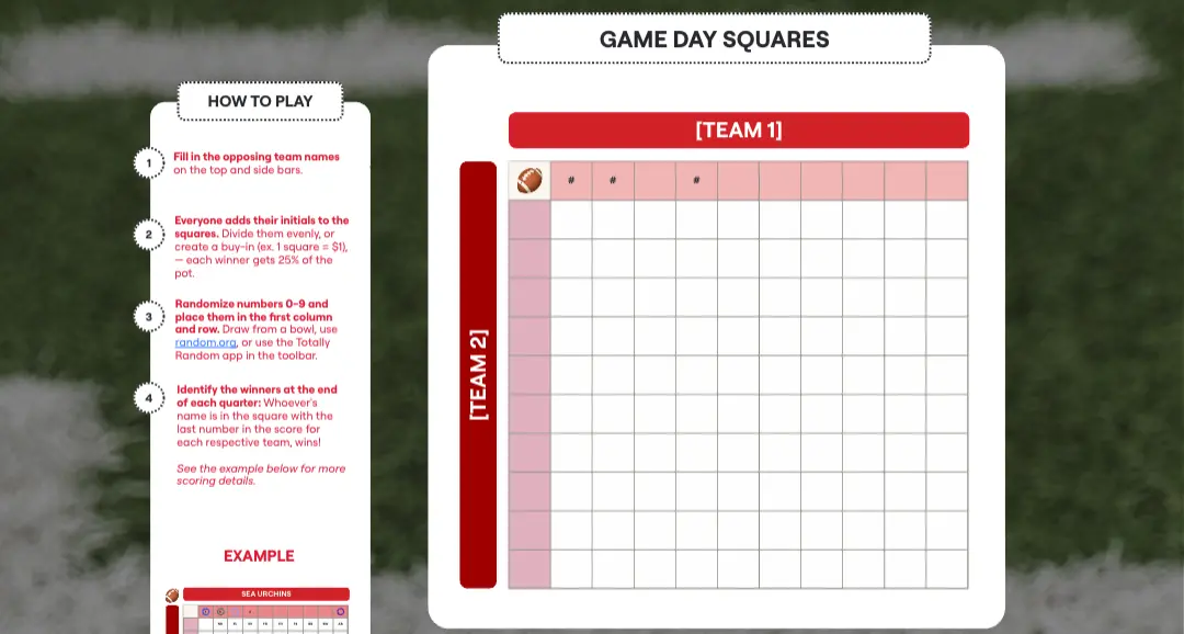Template cover of Game Day Squares