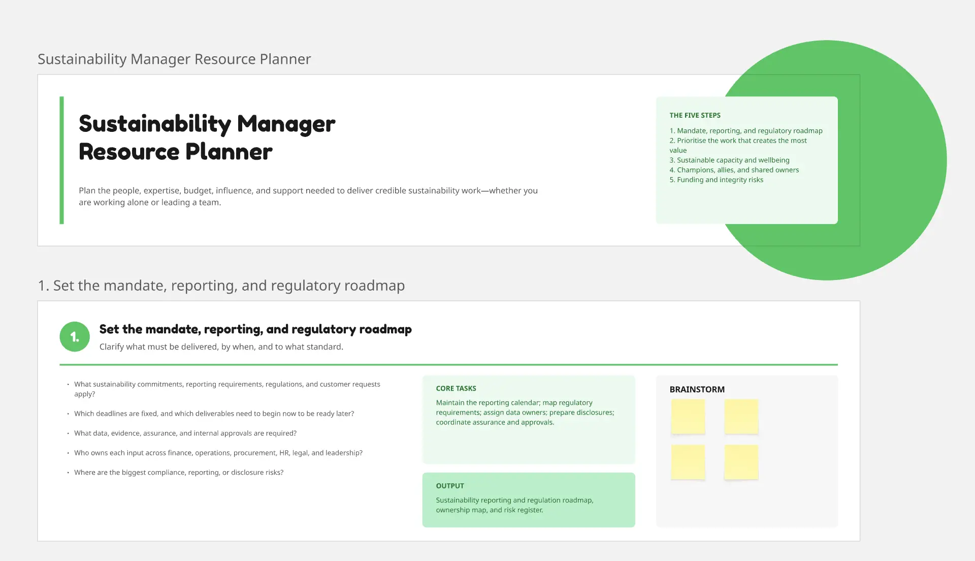 Sustainability Manager Resource Planner