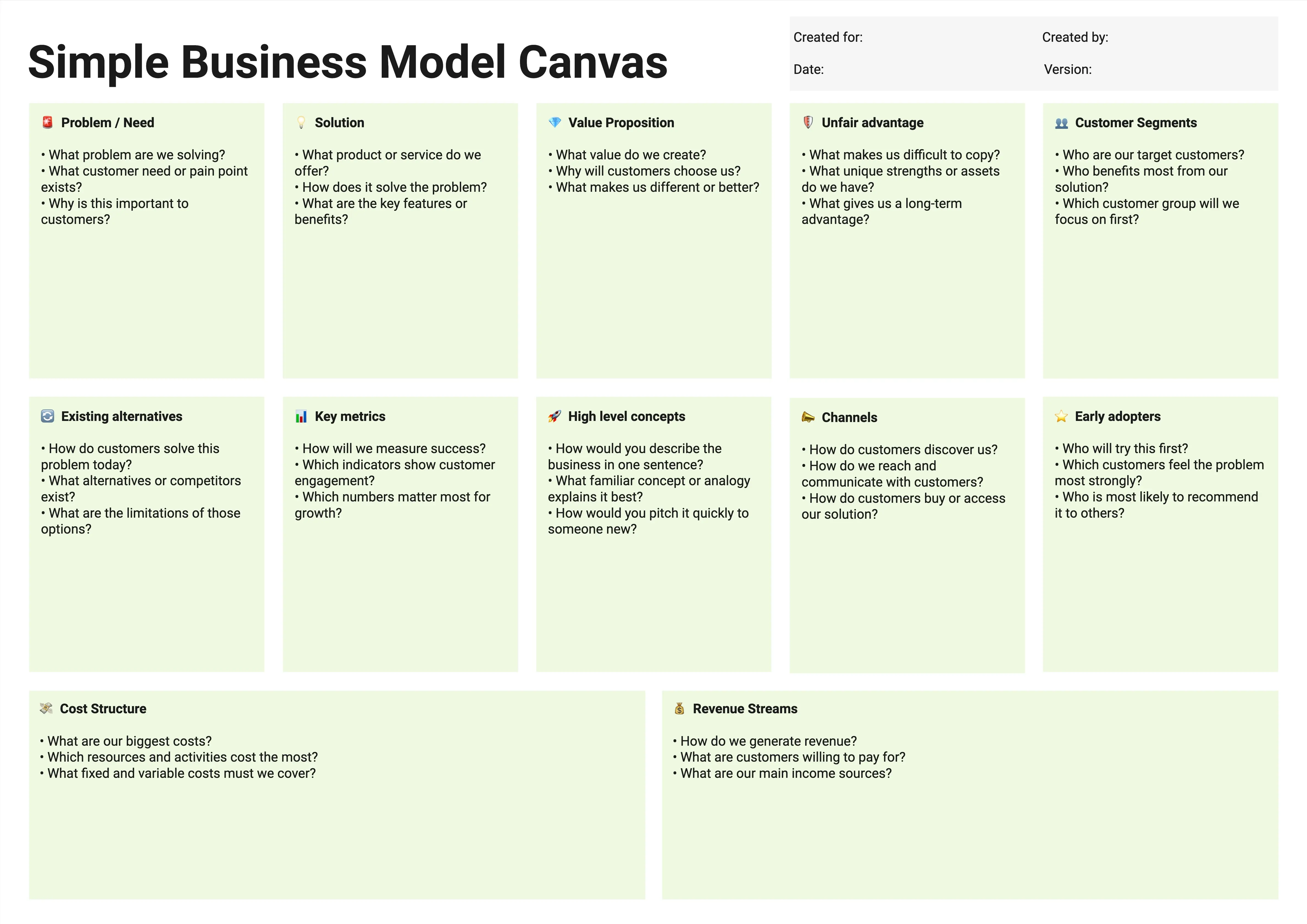 Simple Business Model Canvas