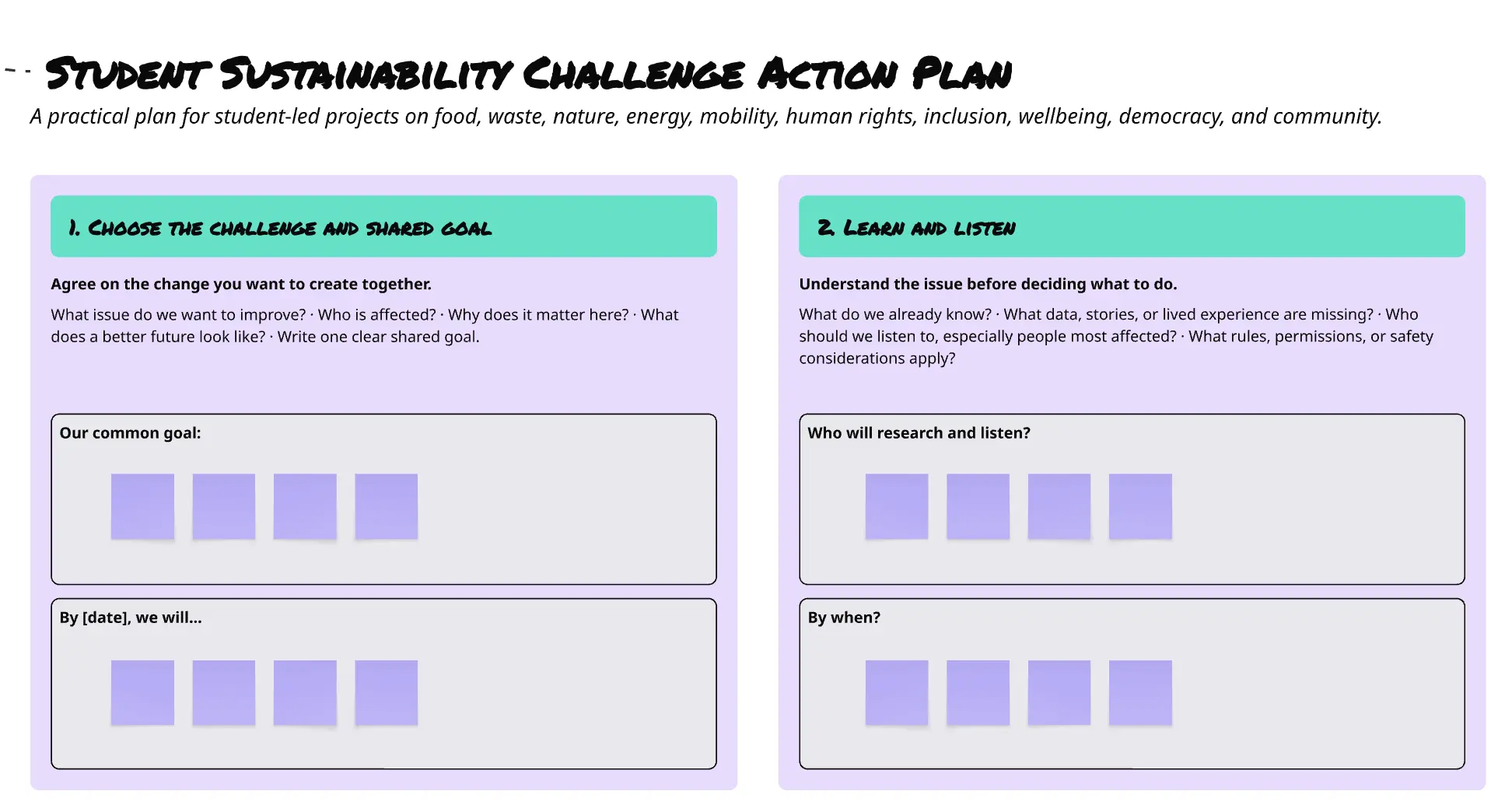 Student Sustainability Challenge Action Plan