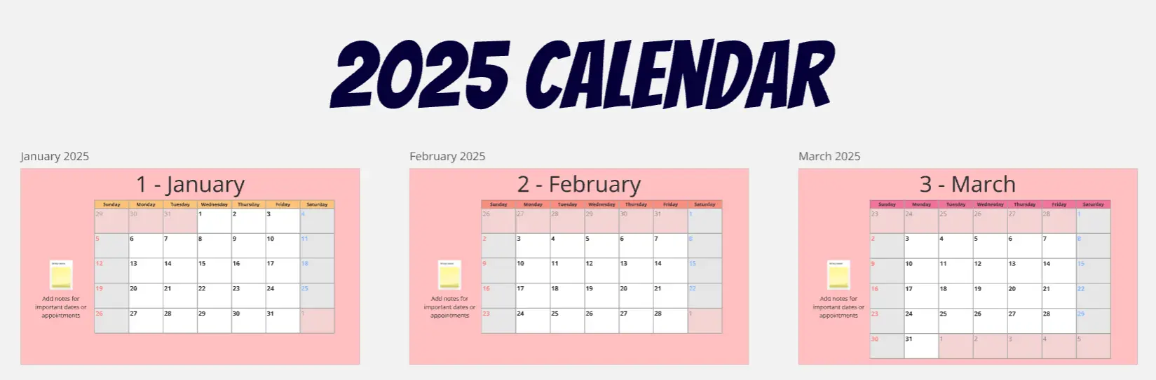 Template cover of 2025 Calendar