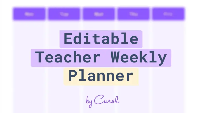 Editable Teacher Weekly Planner