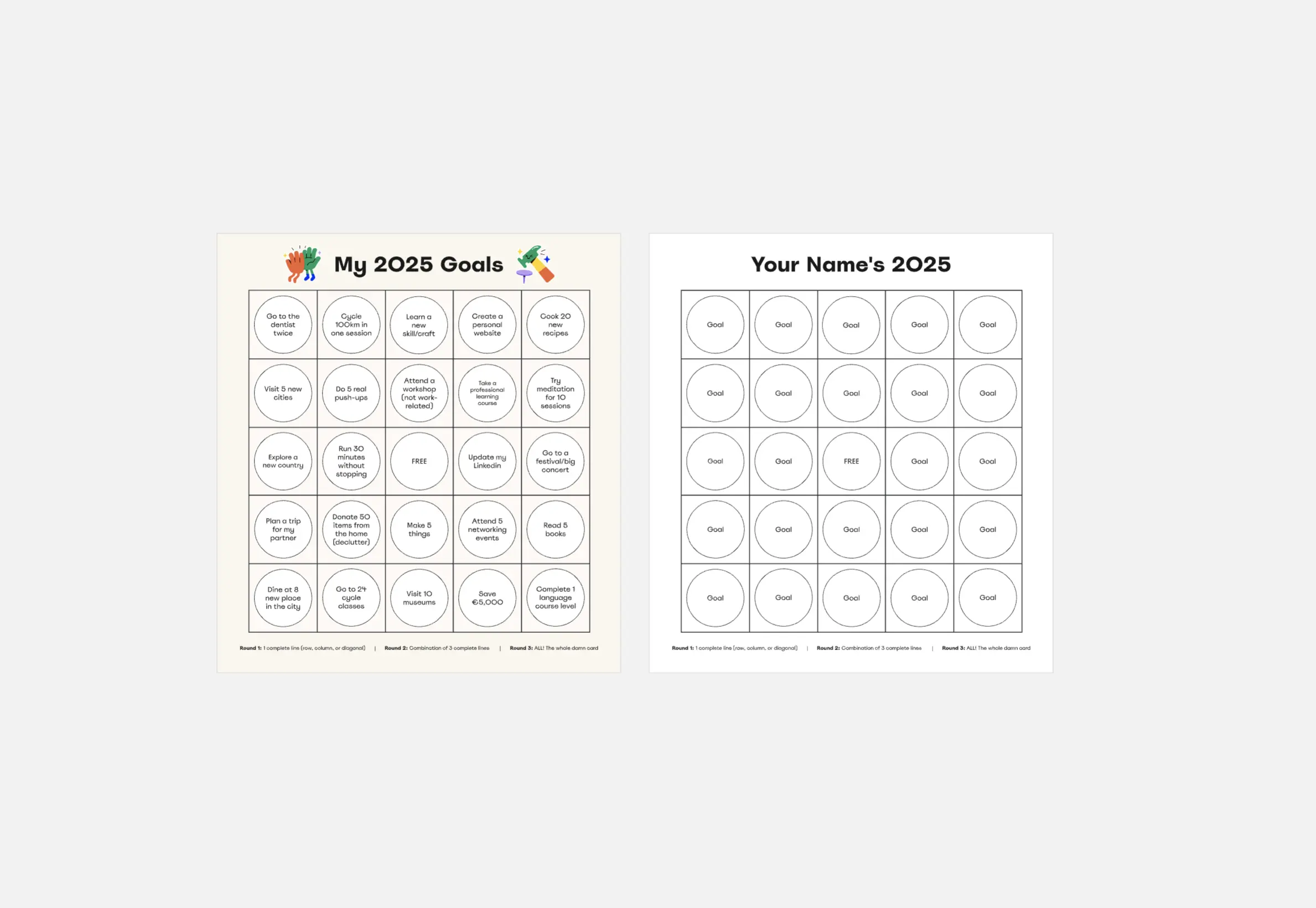 Template cover of 2025 Goal Setting Bingo Card