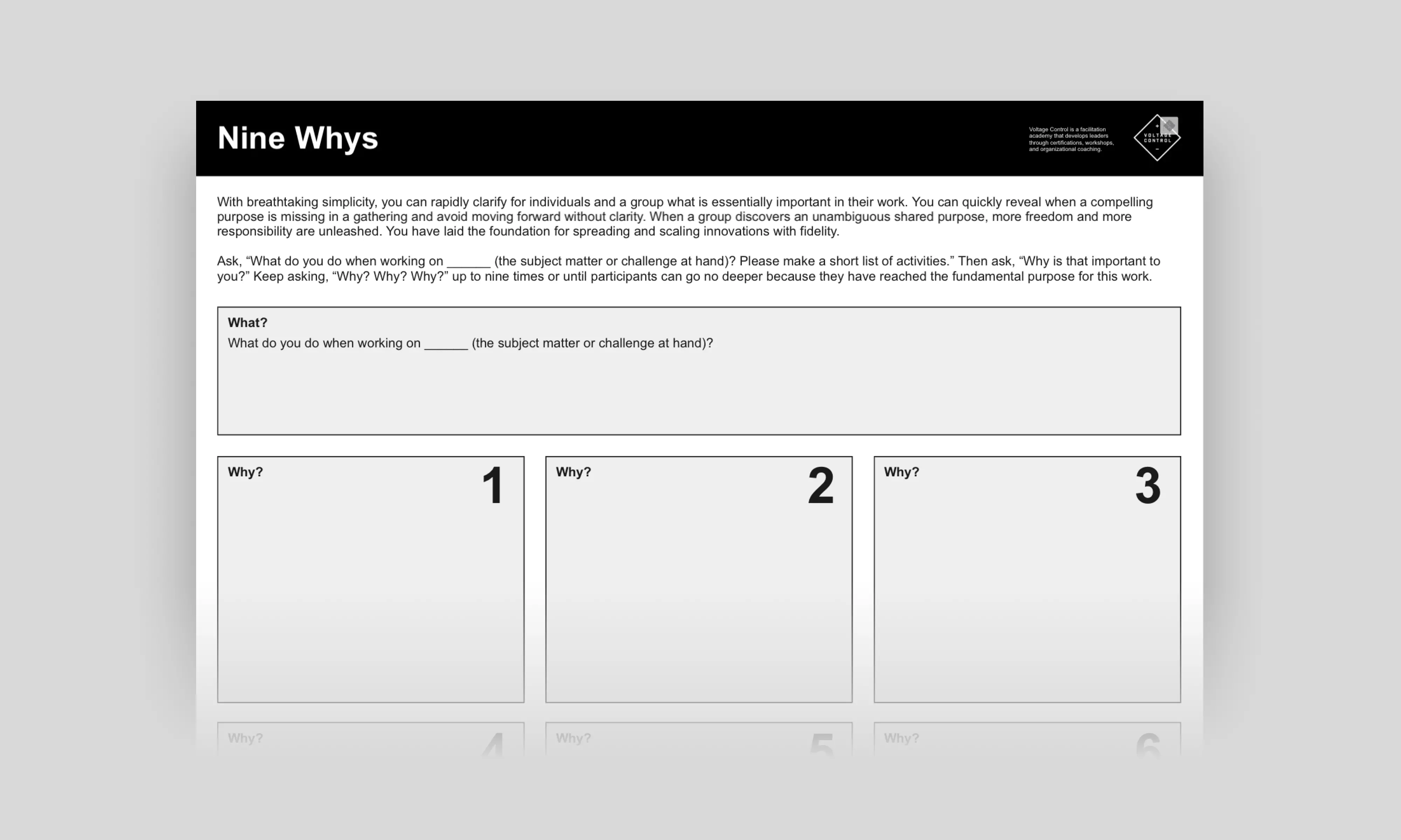 Template cover of 9 Whys + Voltage Control