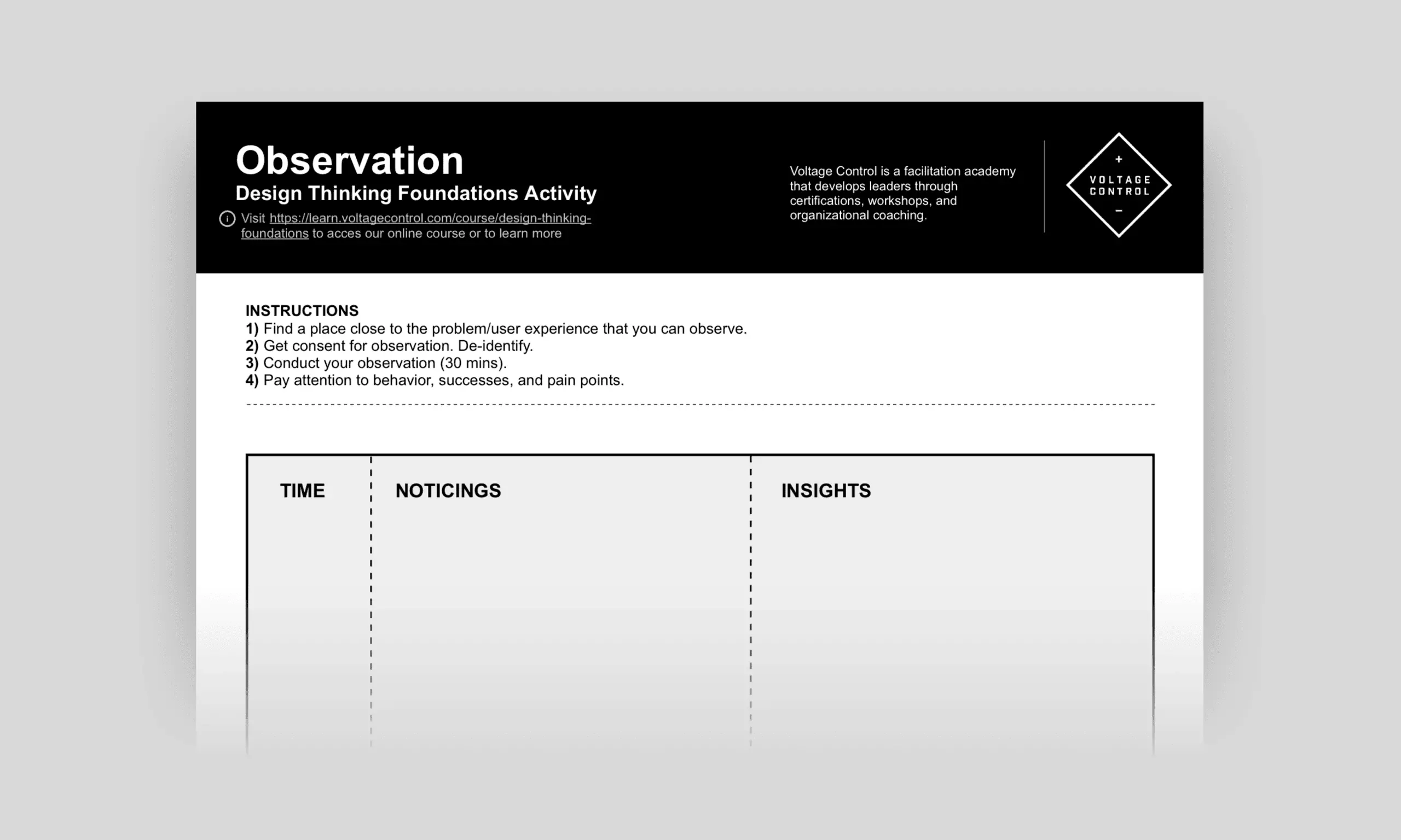 Template cover of Design Thinking: Observation