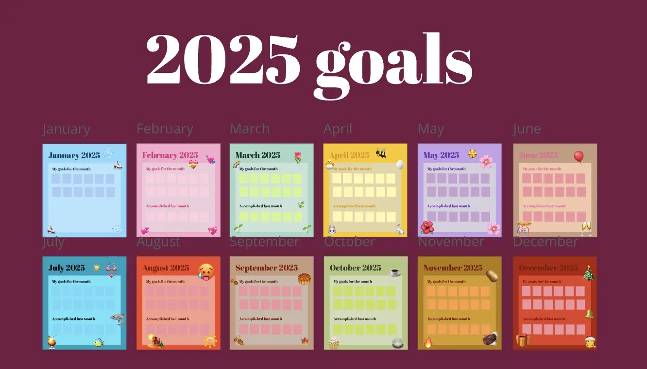 Template cover of 2025 Goals Calendar