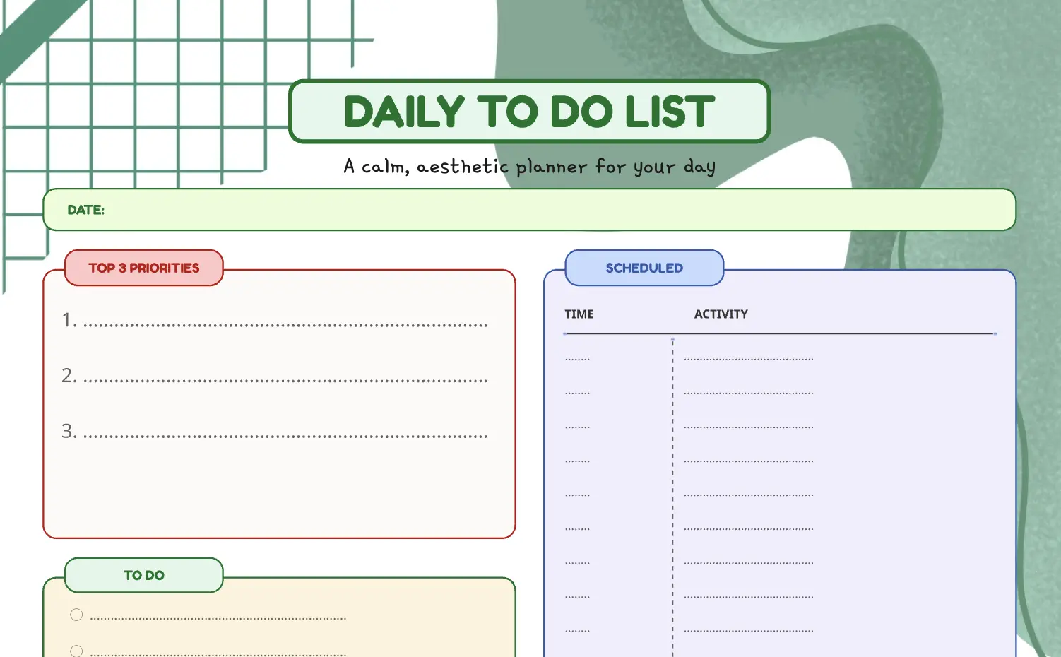 Ästhetische To-Do-Liste