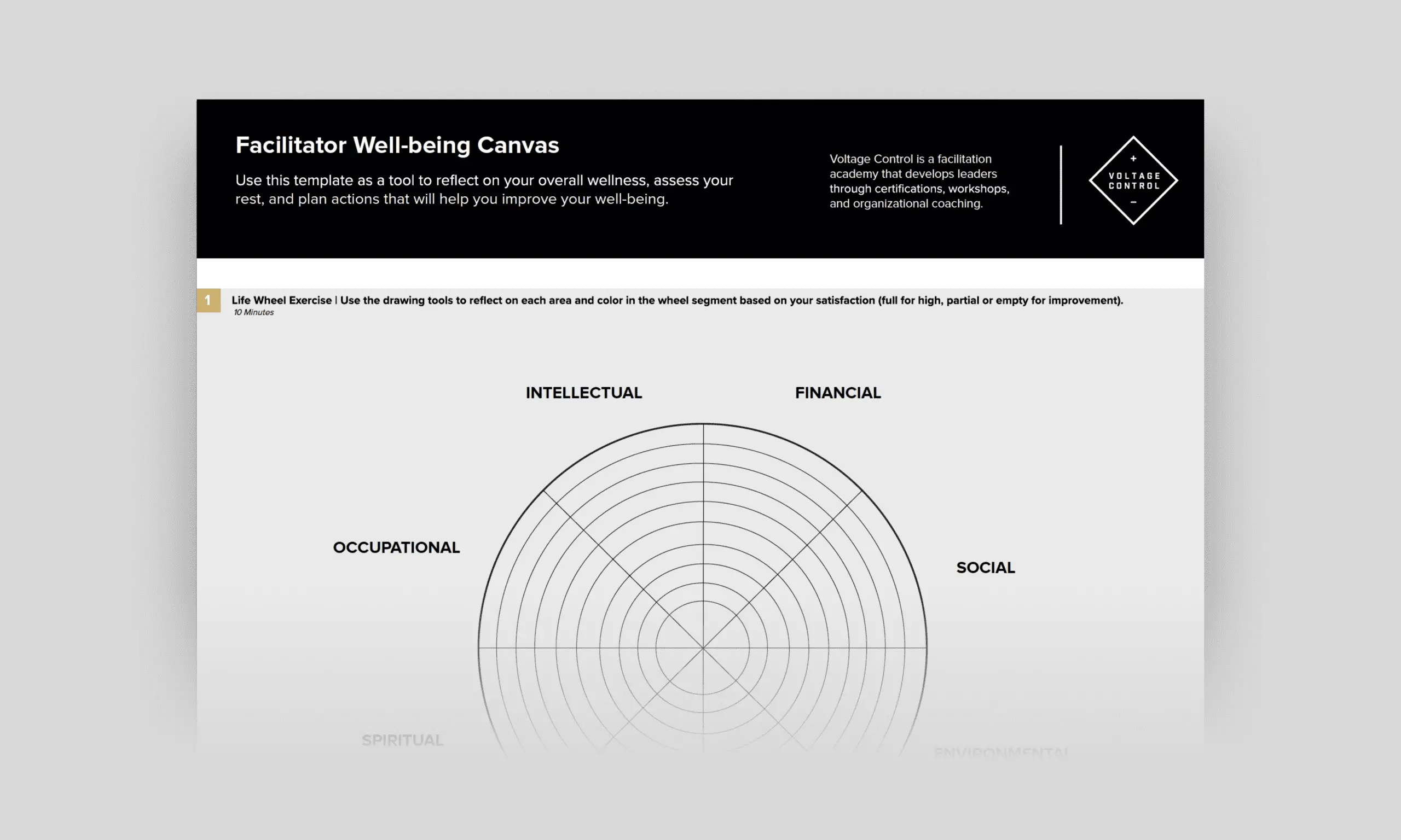 Template cover of Facilitator Well-being Canvas