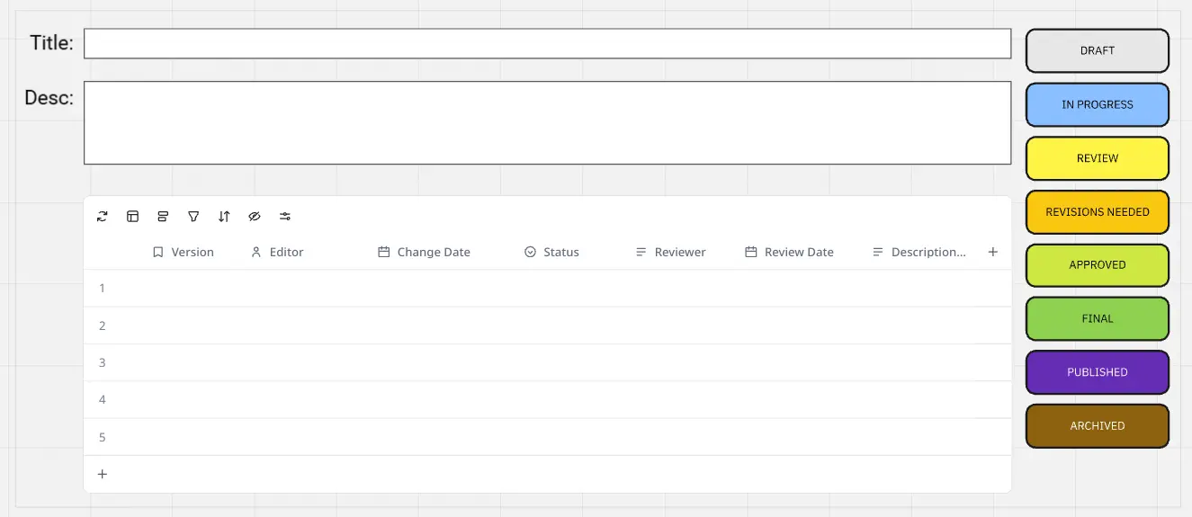 Template cover of Document Information and Version