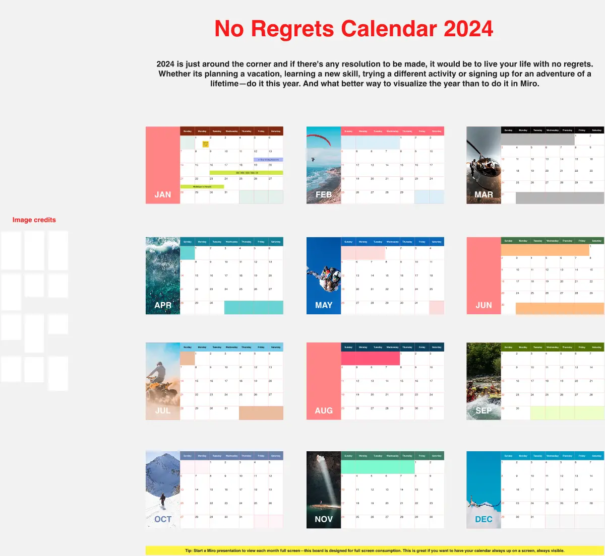 Template cover of No Regrets Calendar 2024