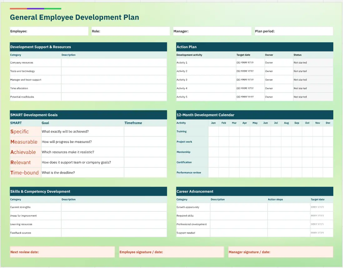General Employee Development Plan