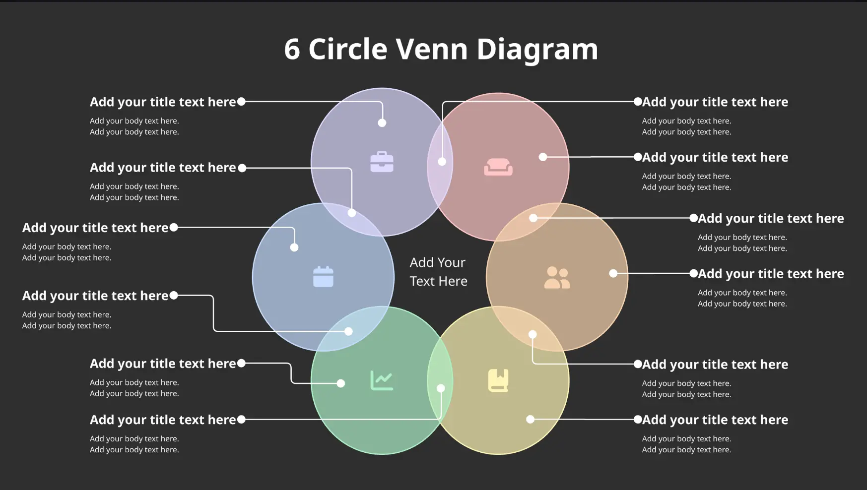 Venn Diagramm mit 6 Kreisen