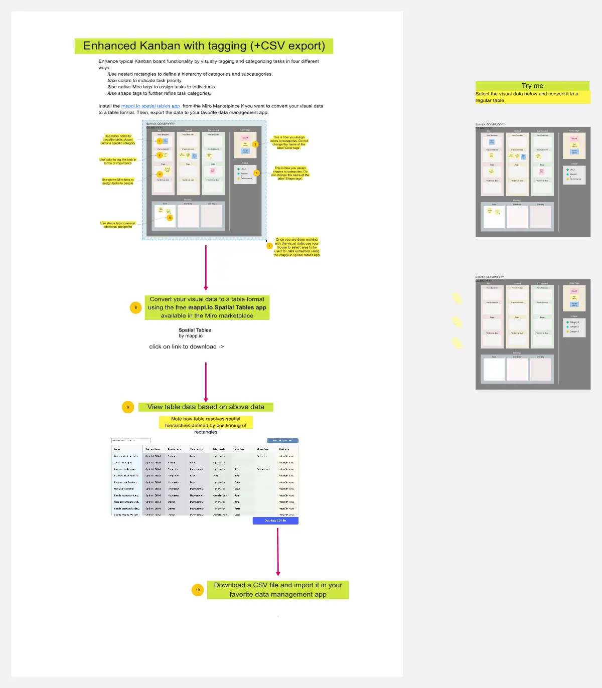 Template cover of Enhanced Kanban with tagging (+ CSV exp.)