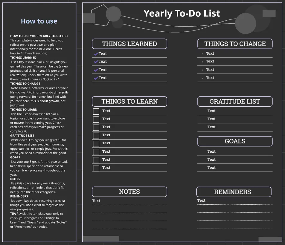 Yearly To Do List