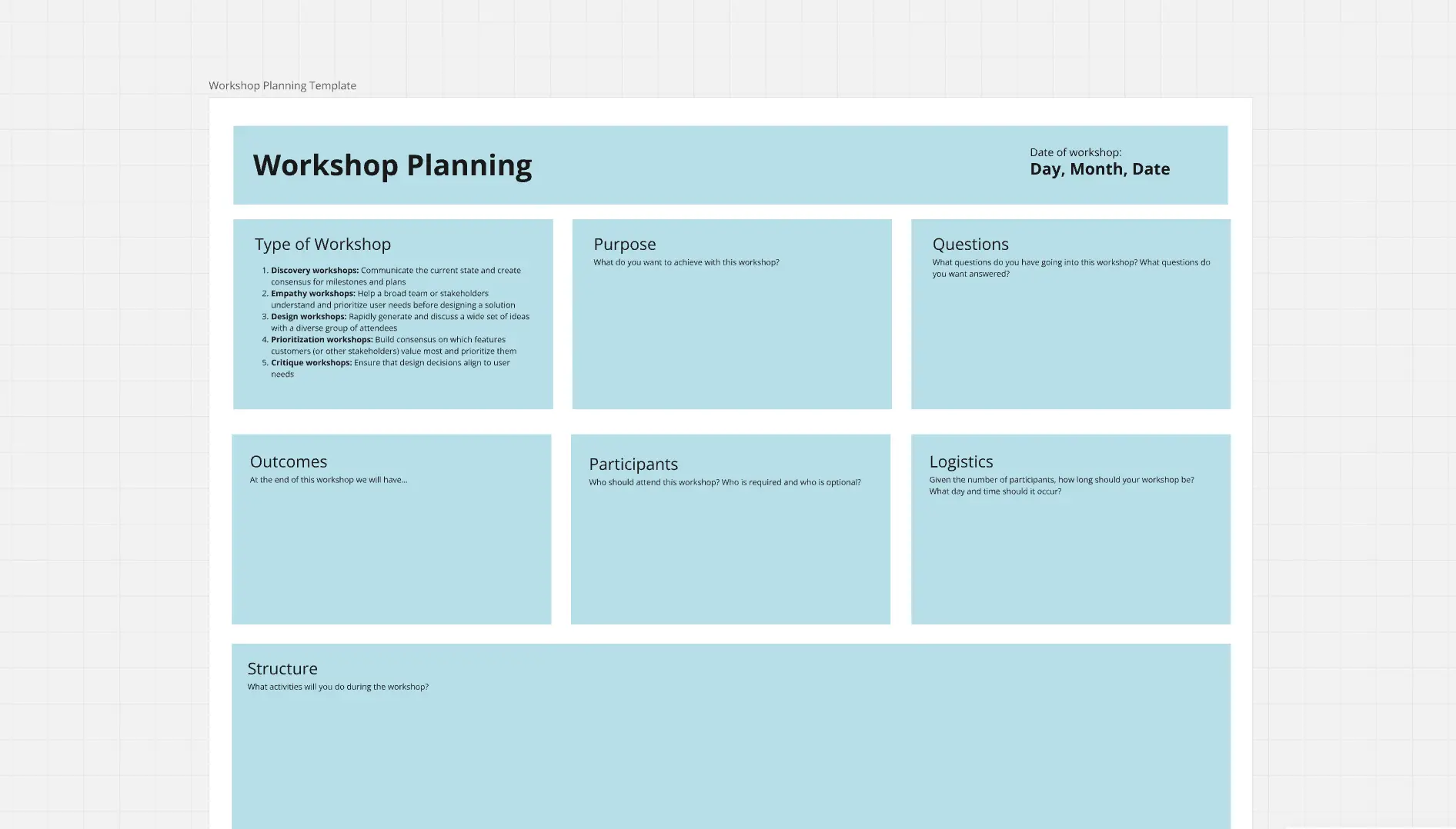 Template cover of Workshop Planning