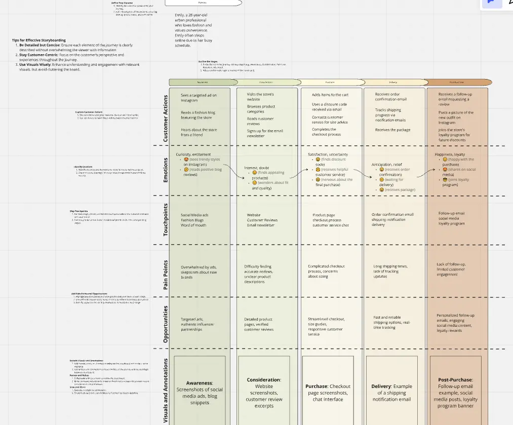 Template cover of Storyboard for Customer Journey