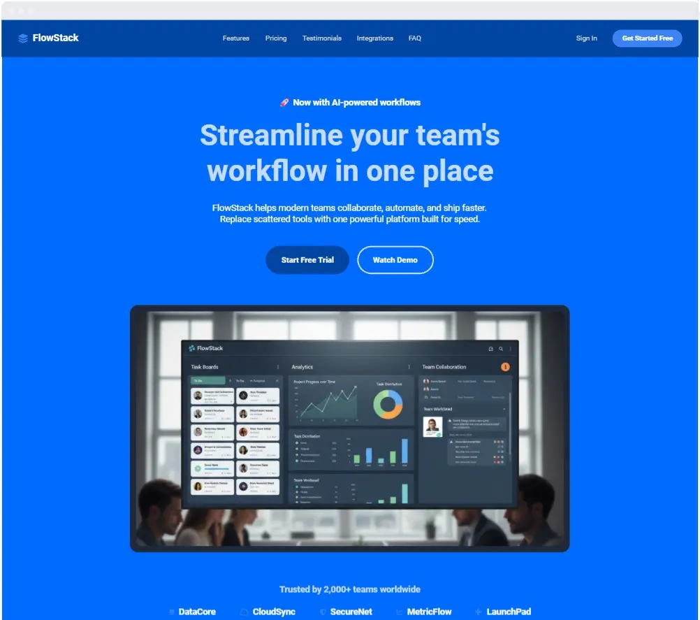 Page de destination SaaS