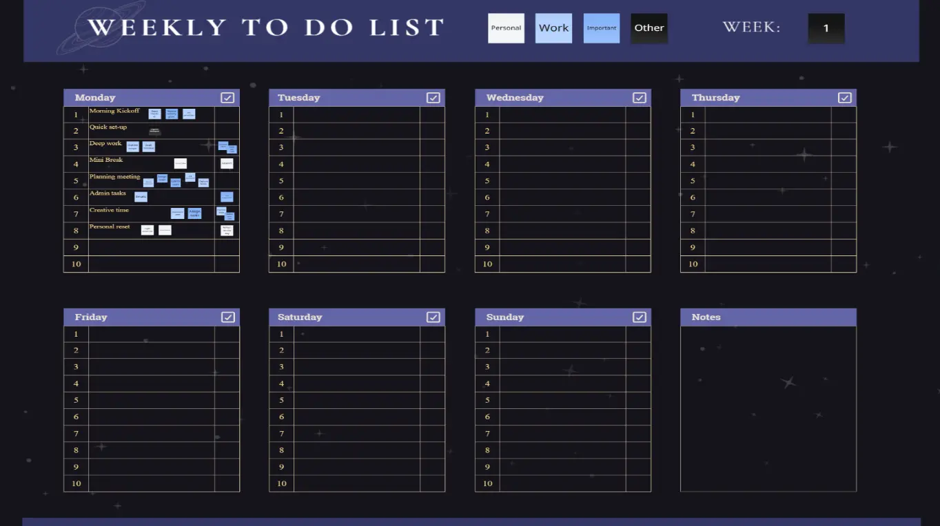 Weekly To Do List