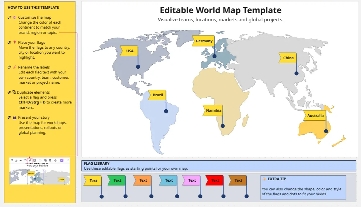 World Map for Teams, Projects & Locations