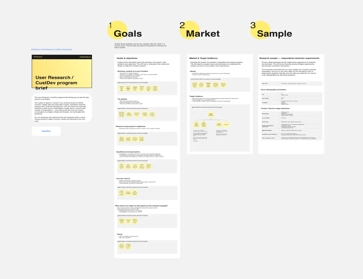 Template cover of User Research / CustDev Brief 