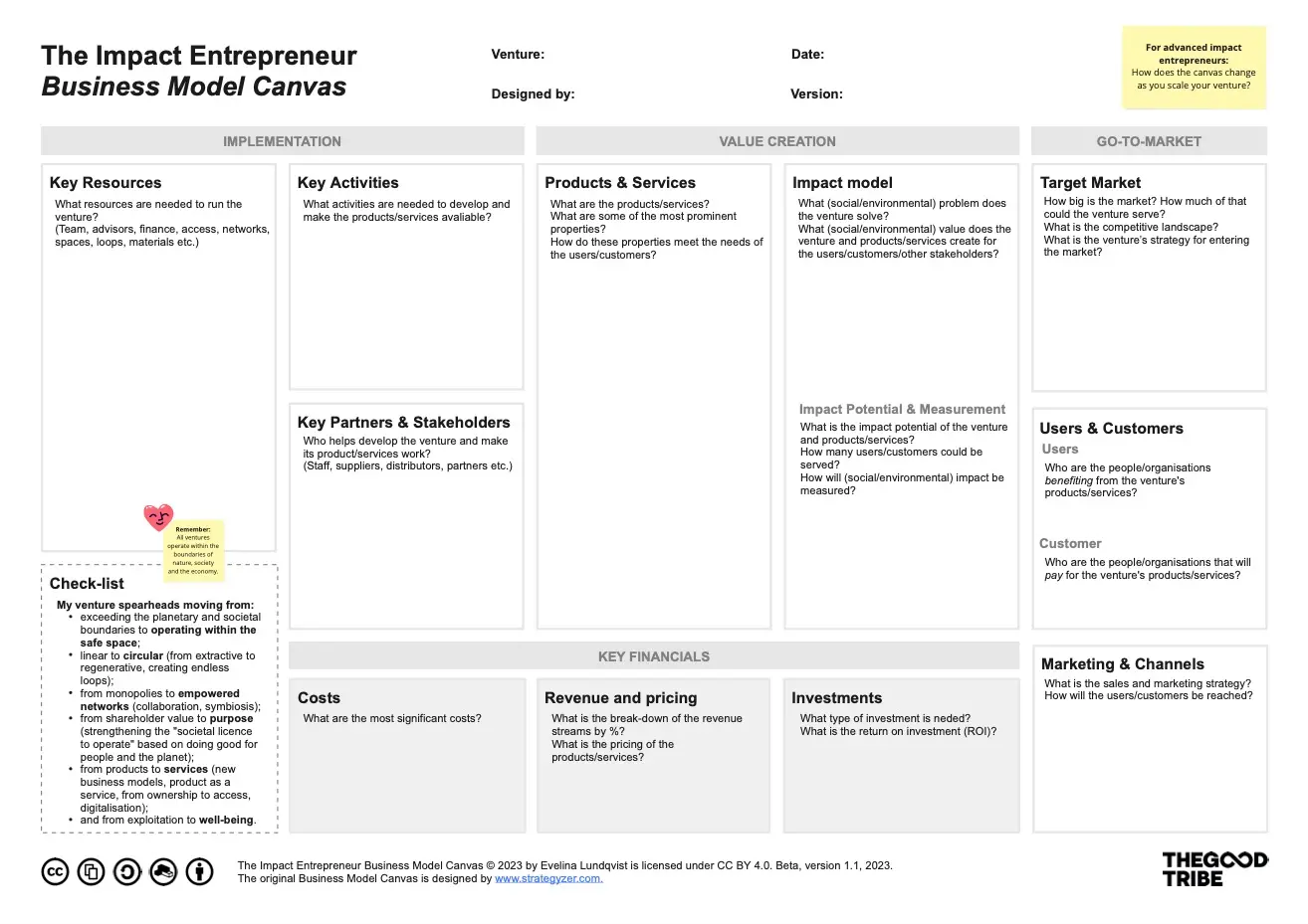 Template cover of Impact Entrepreneur Business Model Canvas