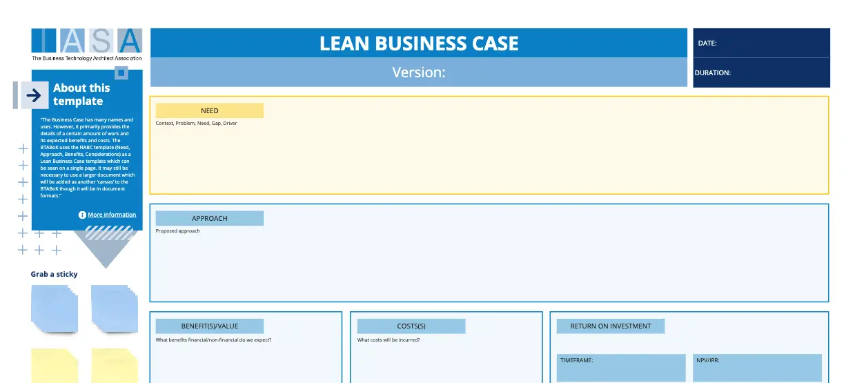 Template cover of IASA - Lean Business Case Card