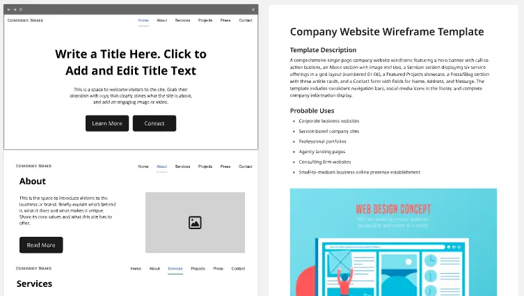 Company Site Wireframe
