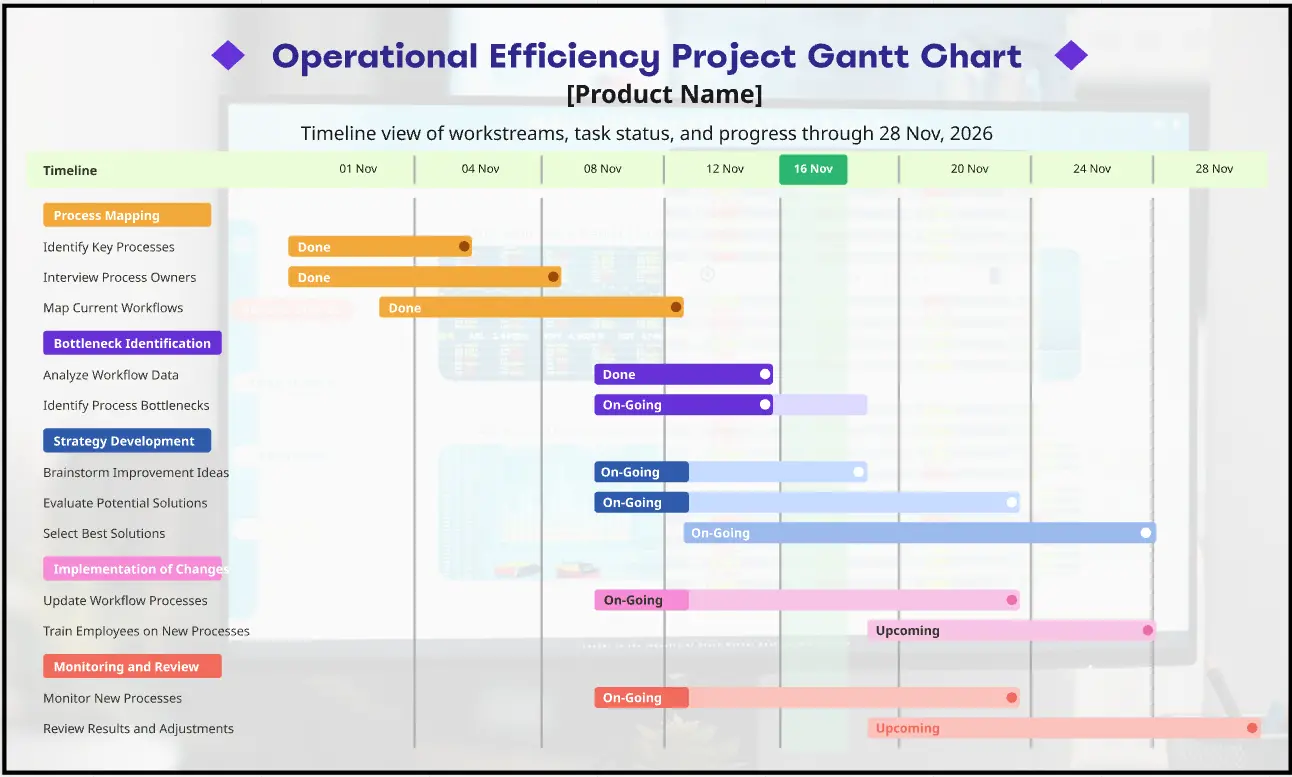 Operational Efficiency Project Gantt Chart
