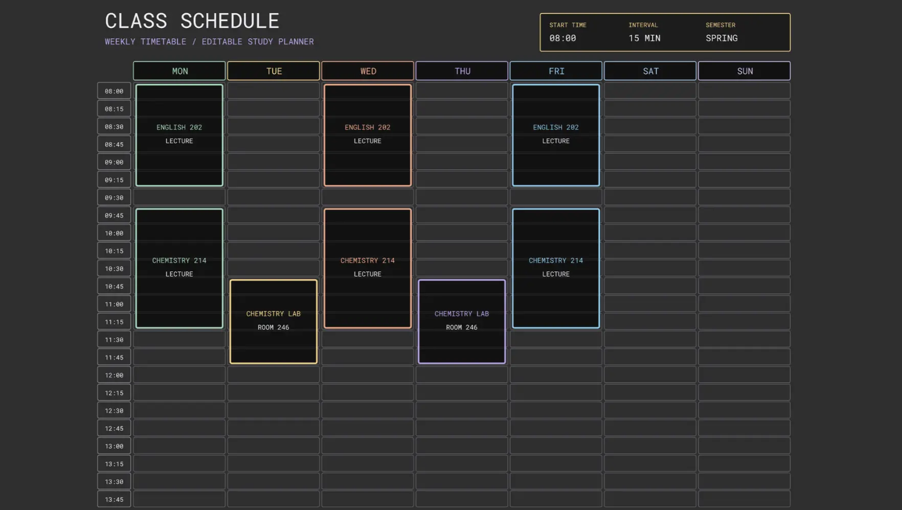 Class Schedule Time Management