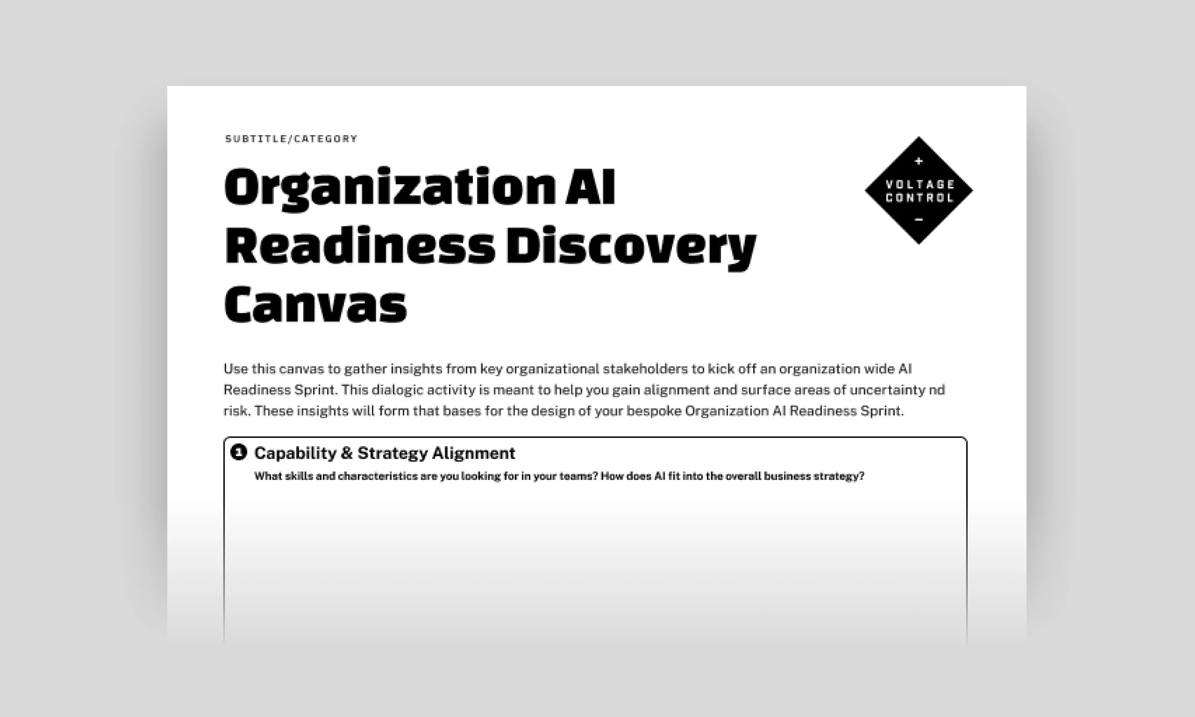 Template cover of AI Readiness Canvas: Organization