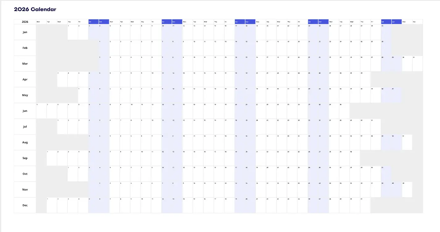 Template cover of 2026 Calendar