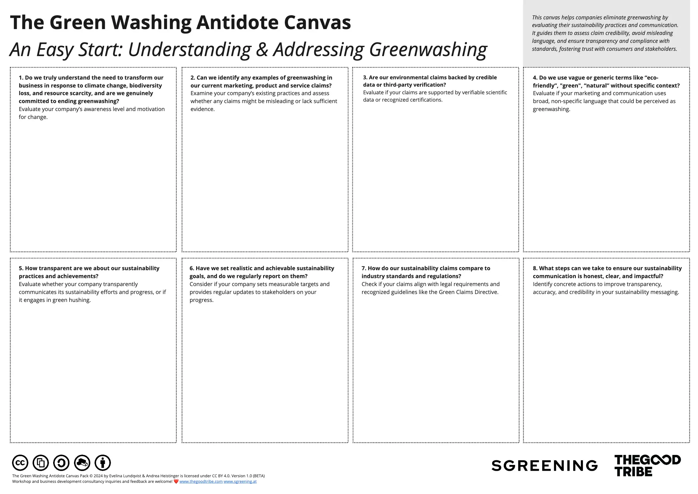 Template cover of The Green Washing Antidote Canvas Pack